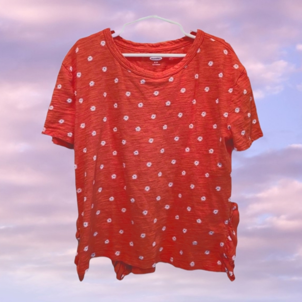 100% COTTON! Orange, Daisy Print, Old Navy, Size M (7), Girls Top